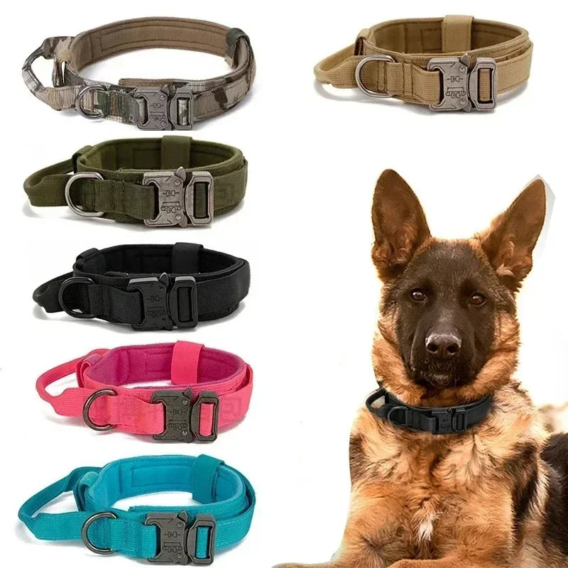 Durable Tactical Dog Collar Leash Set Adjustable  Pet Collar Leash Medium Large Dog German Shepherd Training Accessories