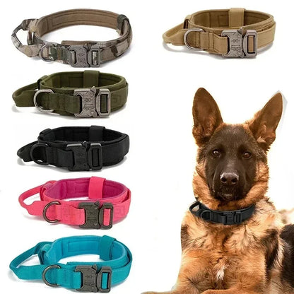 Durable Tactical Dog Collar Leash Set Adjustable  Pet Collar Leash Medium Large Dog German Shepherd Training Accessories