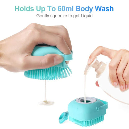 Pet Dog Shampoo Brush 2.7oz 80ml Massage Comb Grooming Scrubber  for Bathing Short Hair Soft Silicone Rubber