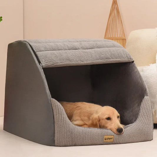 New Kennel Winter Warm Medium Large Dog Golden Retriever Removable and Washable Closed Room Bed Villa Nest Pet Supplies