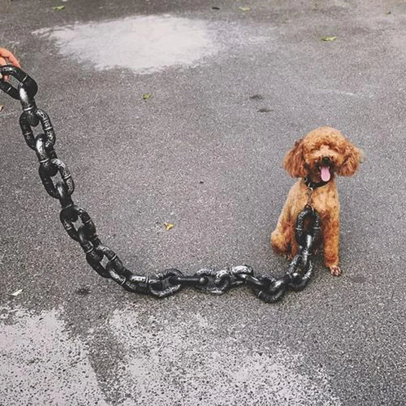 Dog Traction Chain Simulation Iron Chain Plastic Thick Chain Traction Rope Net Red Fun Pet Supplies Dogs Accessories