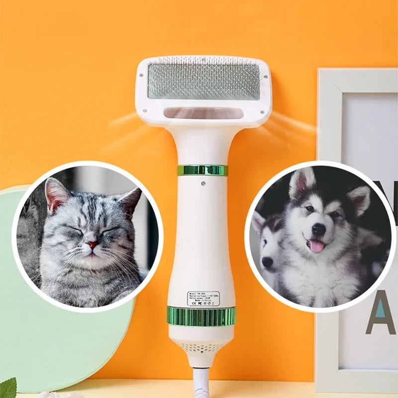 Pet Hair Dryer 2 with Slicker Brush Grooming for  Dog Brush Professional Home Grooming Furry Drying Portable Dog Blower