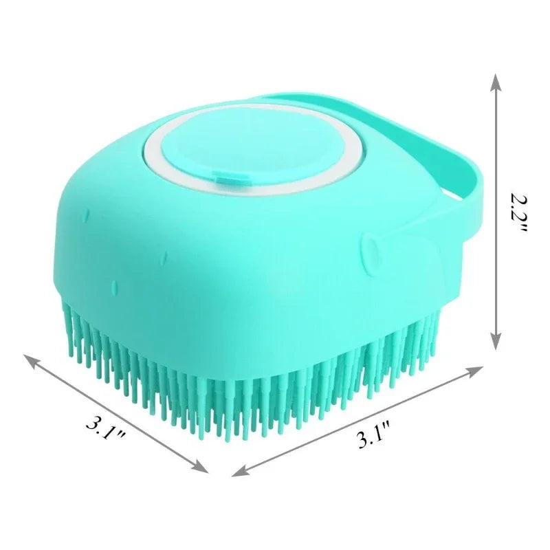 Pet Dog Shampoo Brush 2.7oz 80ml Massage Comb Grooming Scrubber  for Bathing Short Hair Soft Silicone Rubber