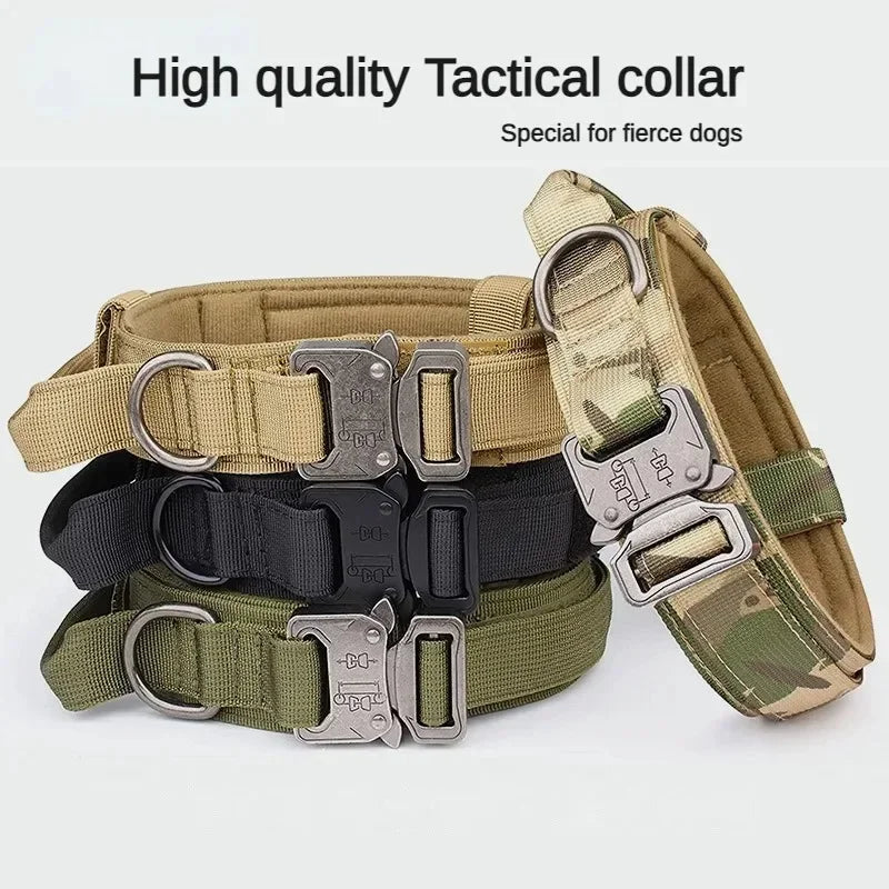 Durable Tactical Dog Collar Leash Set Adjustable  Pet Collar Leash Medium Large Dog German Shepherd Training Accessories