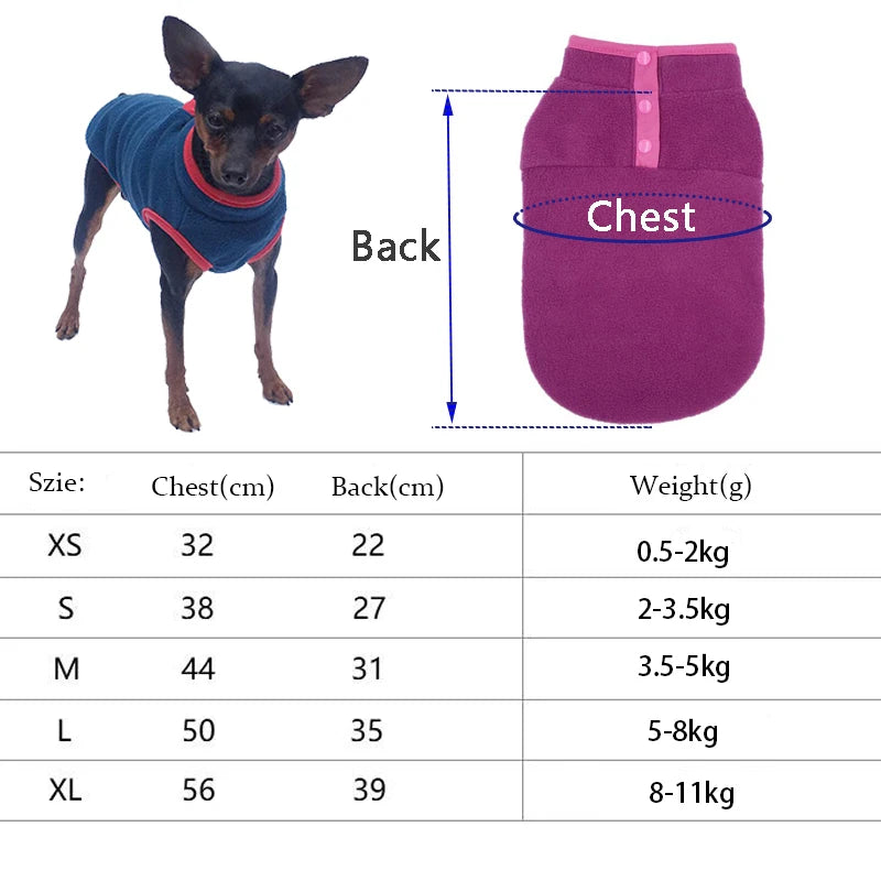 Fleece Dog Clothes For Small Dogs Spring Autumn Warm Puppy Vest Shih Tzu Chihuahua Clothing French Bulldog Jacket Pug Coats