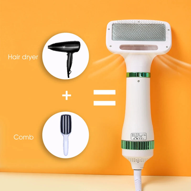 Pet Hair Dryer 2 with Slicker Brush Grooming for  Dog Brush Professional Home Grooming Furry Drying Portable Dog Blower